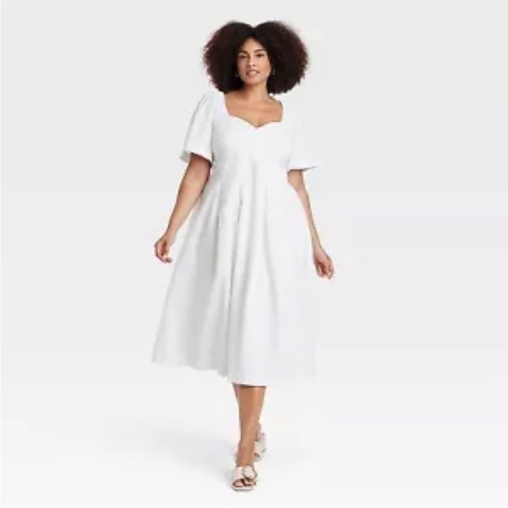 Women's Short Sleeve Midi Dress - A New Day White 17